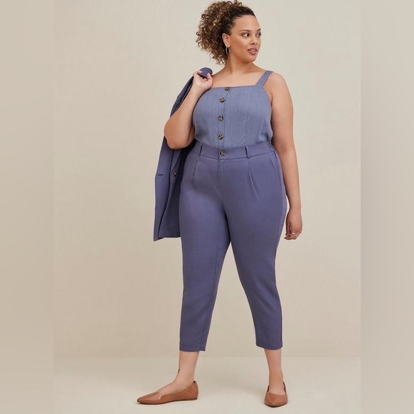Torrid Flat Front Linen Blend Pants, Tapered Leg, Size 26, Shadow Blue, NWT - Picture 1 of 12